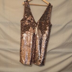BB Dakota Sequin Mini Dress in Gold and Brown